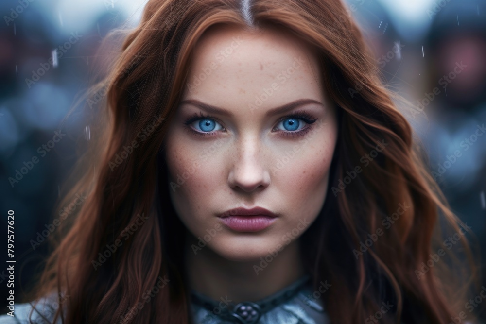 a woman with blue eyes and red hair a woman with blue eyes and red hair