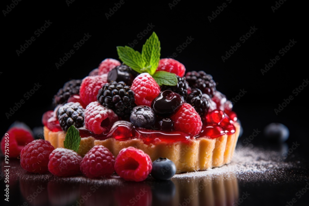a fruit tart with berries on top a fruit tart with berries on top