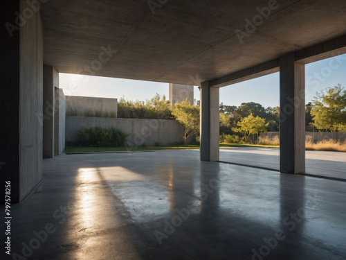Radiant concrete enclosure, basking in the glow of the overhead sunlight.