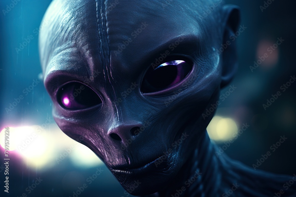 a close up of a alien