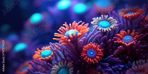 an anemones with orange and blue flowers photo