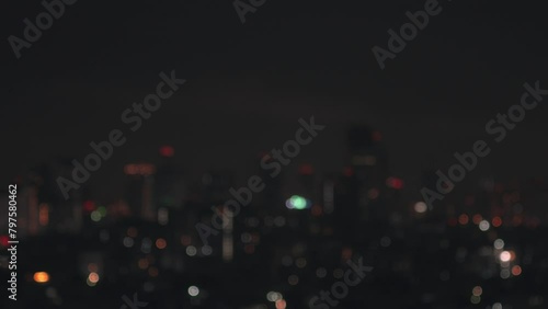 Abstract Blurred City Lights at Night with Urban Skyline Background , Metropolis wallpaper for movie or documentary romantic mood concept	
