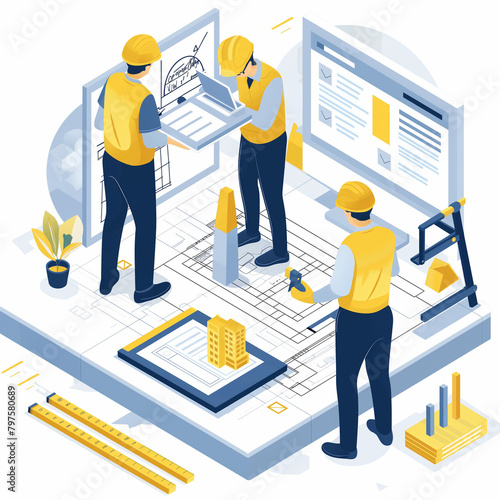 Document Writer, Analysis, Clean Vector Graphic, Construction RFP AI Assistant, Conversational AI, Construction management leaders, commitment to excellence, community engagement.