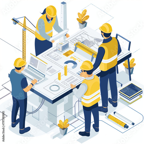 Document Writer, Analysis, Clean Vector Graphic, Construction RFP AI Assistant, Conversational AI, Construction management leaders, commitment to excellence, community engagement.