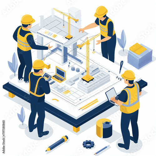 Document Writer, Analysis, Clean Vector Graphic, Construction RFP AI Assistant, Conversational AI, Construction management leaders, commitment to excellence, community engagement.