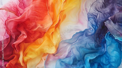 Flowing Rainbow Silk Fabric Abstract