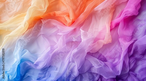 Soft Tulle Fabrics in Pastel Rainbow Layers photo