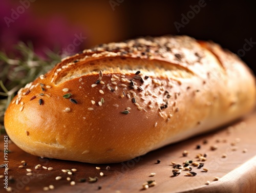 a loaf of bread with seeds on it