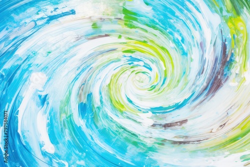 a swirl of blue and green paint