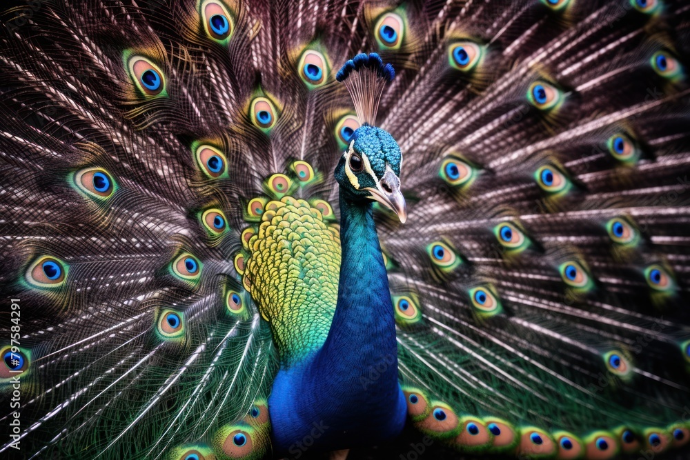 Obraz premium a peacock with its tail feathers spread