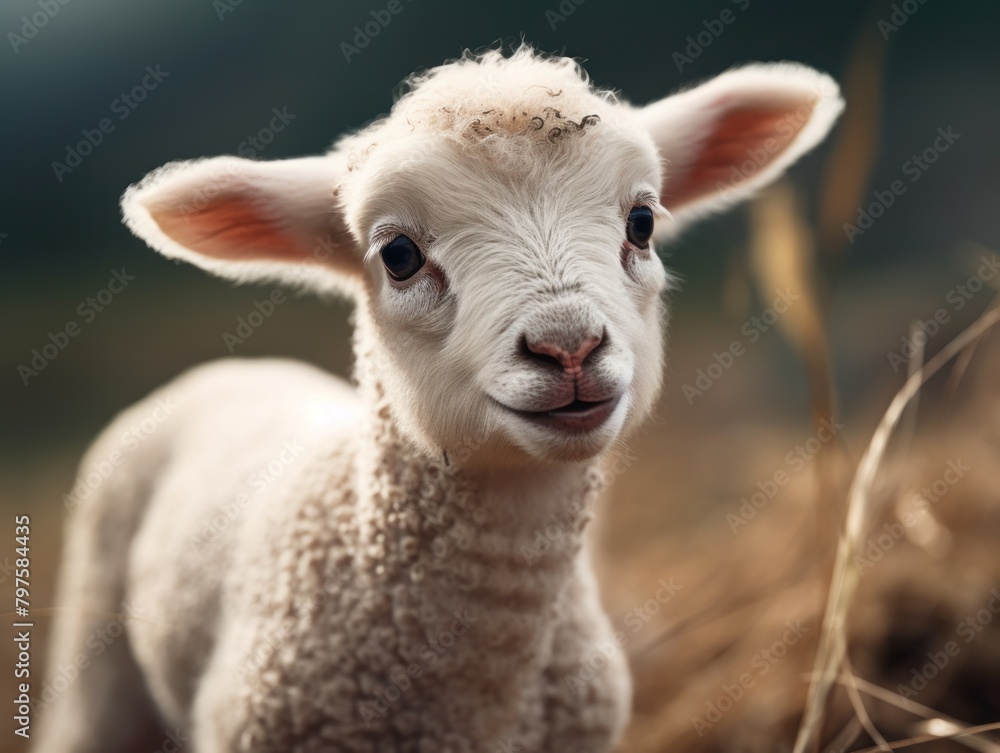 a close up of a baby sheep