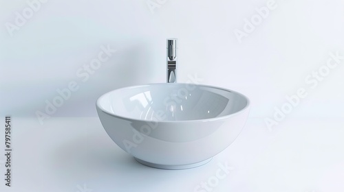 Ceramic Bathroom Sink Isolated on White Background