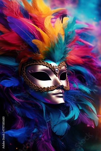 a colorful feathered mask © Balaraw