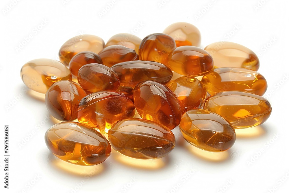 Fish oil tablets, isolated on white Fish oil tablets, isolated on white