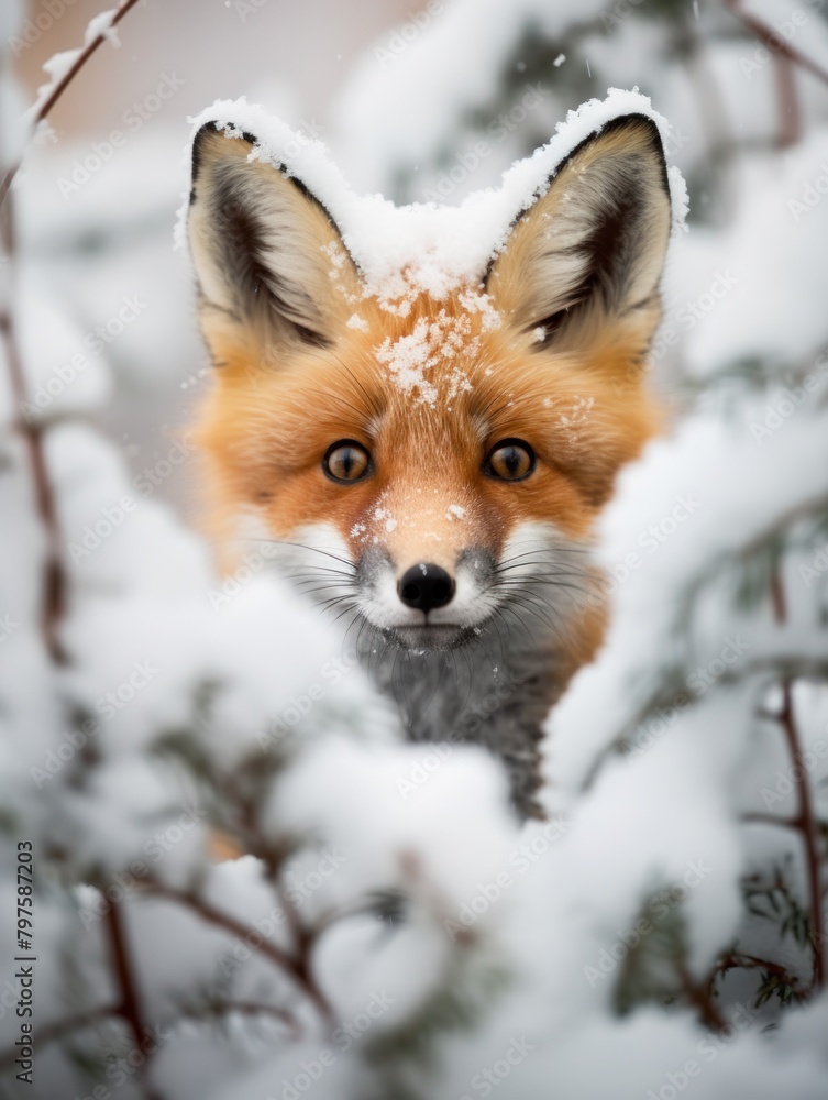 a fox peeking through snow a fox peeking through snow
