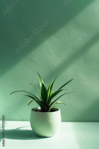 Sunlight Casting Shadows on a Potted Plant in a Tranquil Indoor Setting