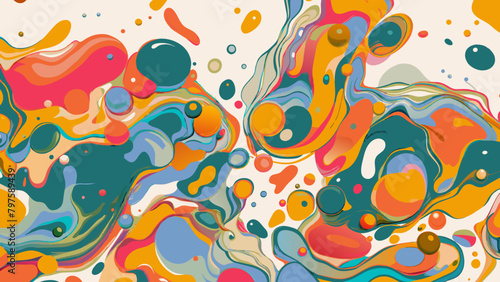 Vibrant Abstract Artwork with Colorful Swirls and Dots. Dynamic and colorful vector illustration for modern design  such as website backgrounds and creative print materials with copy space.