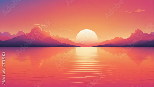 Summer sunset gradient background with warm peach and coral hues. © xKas