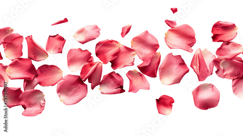 Flying red rose petals on white background © Kavindu Dilshan