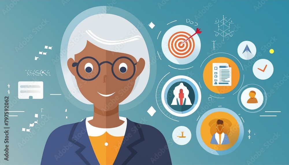 HRM or Human Resource Management, manager icon which is among staff ...