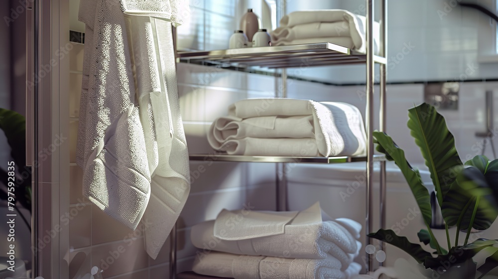 Clean Towels on Rack in Bathroom 8K Realistic
Clean Towels on Rack in Bathroom 8K Realistic