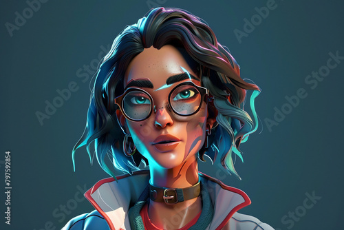 3d game character cartoon portrait glow effect