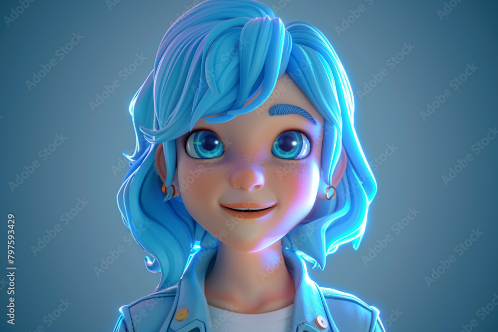 3d game character cartoon portrait glow effect 3d game character cartoon portrait glow effect