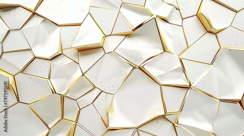 Design Polygon Tile Gold on White Background

 photo