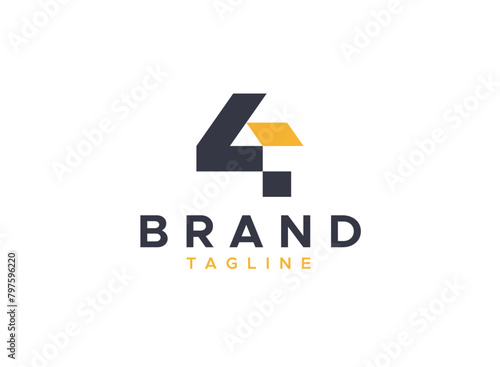 Introducing our Number 4 House Logo Design Template, this logo used for property, numbers, 4 logos, home, houses, four, real estate, apartment, mark, buy, simple, text, font, lettermark photo
