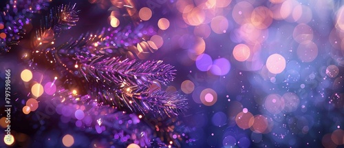 Abstract holiday purple bokeh background photo