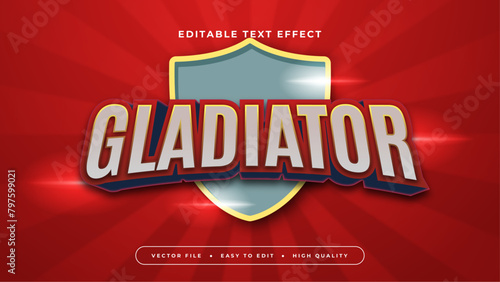 Red gray grey and yellow gladiator 3d editable text effect - font style