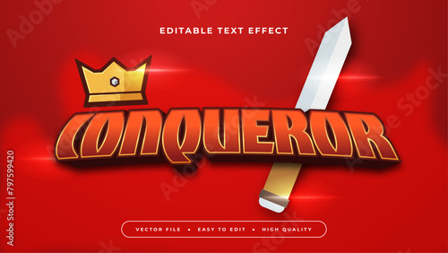 Red yellow and white conqueror 3d editable text effect - font style photo