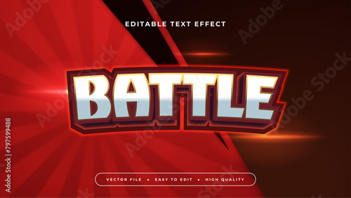 Red white and gray grey battle 3d editable text effect - font style