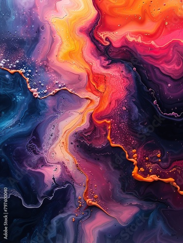 Colorful abstract painting with vibrant colors and a smooth, flowing pattern.