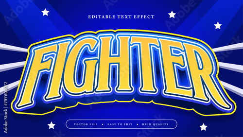 Blue white and yellow fighter 3d editable text effect - font style