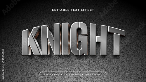 Gray grey and black knight 3d editable text effect - font style
