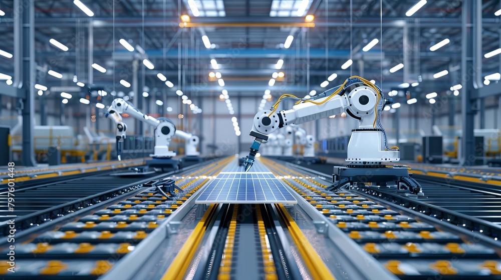 Fototapeta premium Solar panel mass production system