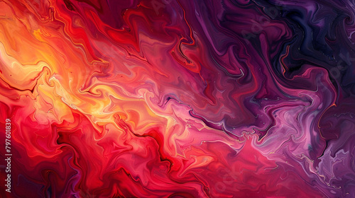 Colorful abstract in acrylic, crafted to resemble the fiery interplay of a sunset.