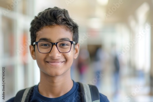 South Asian student happy photo boy. photo