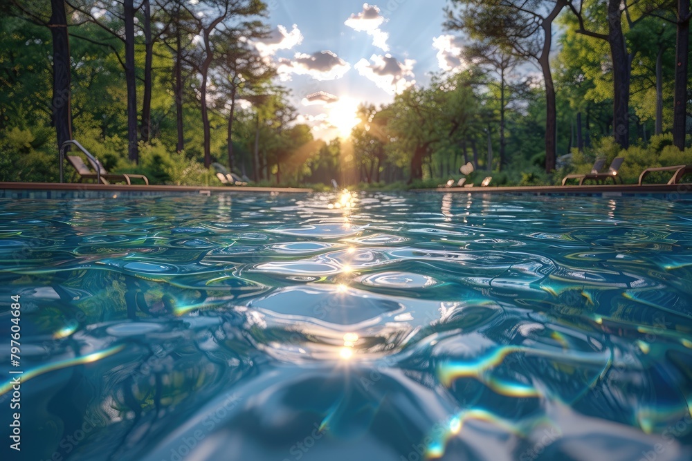 blue summer swimming pool professional photography