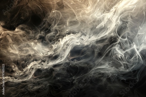 Ethereal abstract background with swirling smoke. Wisps of mist weaving and dancing. 