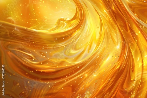 Enchanting background with golden honey swirls. Graceful streams of gold. 