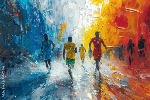 Oil-painted athletes create a dynamic spectacle in Paris, merging sport and art at the 2024 Olympic Games