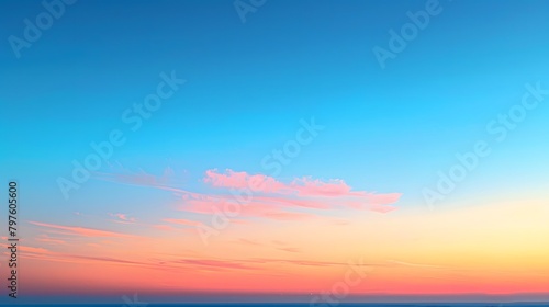 At sunset  the sky displays a beautiful gradient of orange to blue  creating a breathtaking and picturesque view.