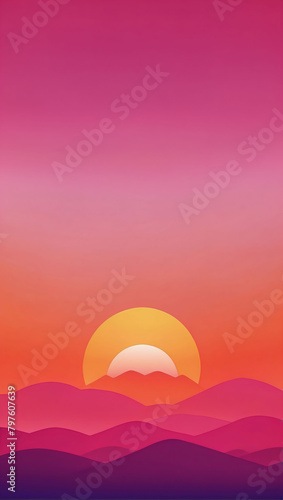 Vibrant sunrise gradient backdrop featuring fiery orange and magenta.