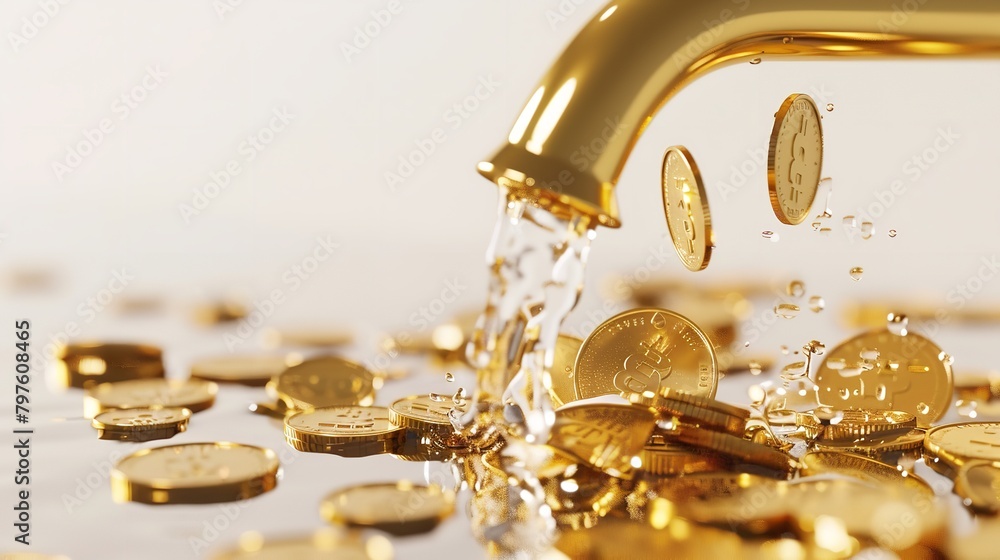 Golden Faucet with Water Flowing Out
Golden Faucet with Water Flowing Out