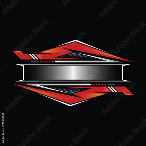 Blank border racing logo. Technology digital banner. Futuristic techno border. Gaming Logo