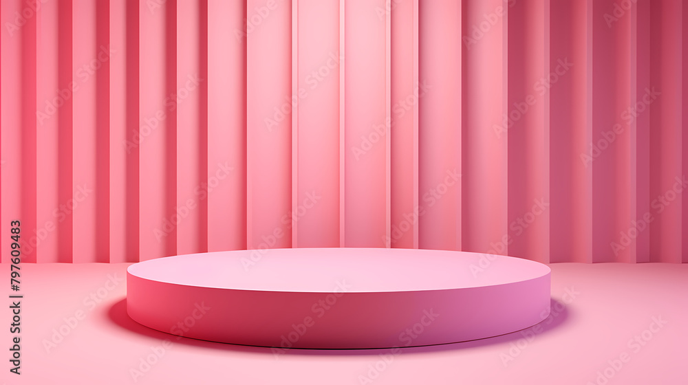 3D rendering of pink podium platform 3D rendering of pink podium platform