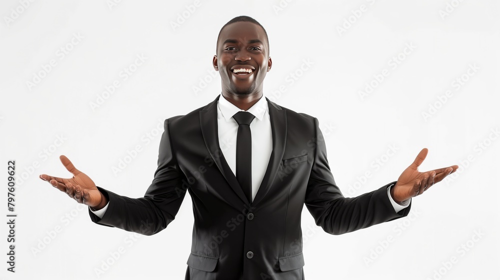 Happy black bussinessman on white background Happy black bussinessman on white background