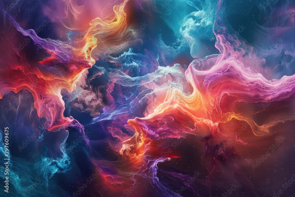 A mesmerizing depiction of cosmic dreams with swirling nebulae and celestial phenomena
